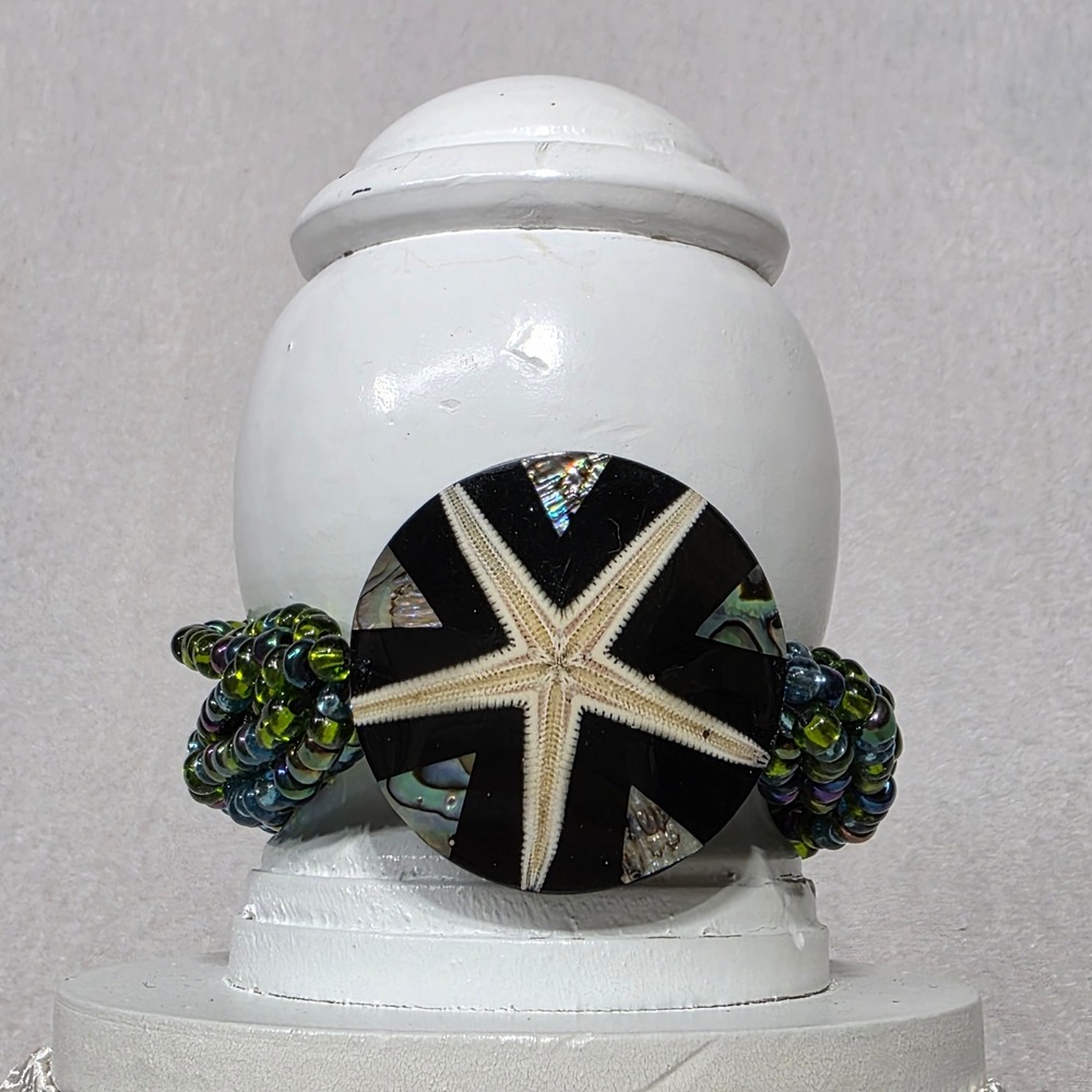 Bracelets 2‎ Handmade Beaded Bracelet Stack with Starfish and Seashell Charms